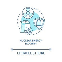 Nuclear energy security concept icon. Energy security type idea thin line illustration. Unauthorized access and illegal transfer prevention. Vector isolated outline RGB color drawing. Editable stroke