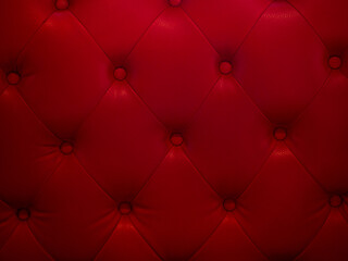 Background from leather of cushion. Red leather from retro chairs. The seat has a vintage style