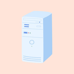 The system unit of the computer of the 90s. Hand-drawn vector illustration.
