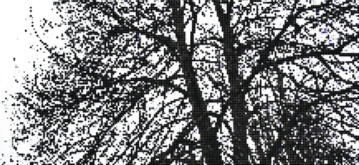 Perforated panel. Image of a tree made with dots. Abstract halftone background. Dotted pattern. Vector illustration.