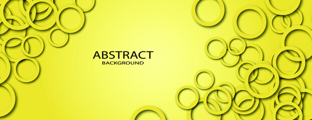 Abstract background with yellow circles on a yellow background. Template for banners, posters, web pages, etc. 3d vector.
