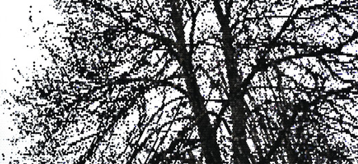 Perforated panel. Image of a tree made with dots. Abstract halftone background. Dotted pattern. Vector illustration.