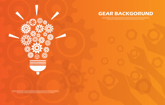 Technology cogwheel pattern with wrench on orange background EP.1