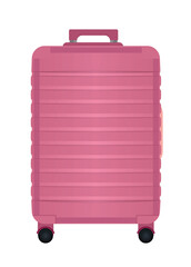 Pink  suitcase.  front view. vector illustration