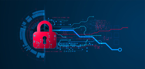 Personal data security Illustrates cyber data or information privacy idea. Color abstract  internet technology.