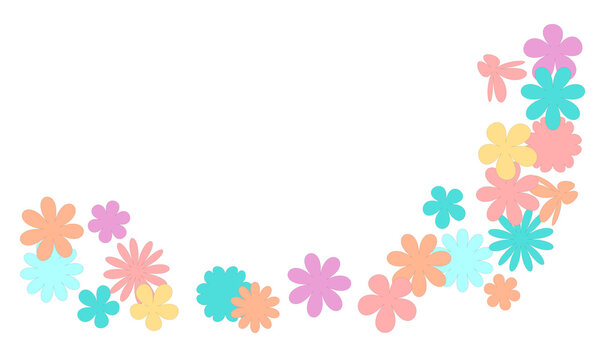 カラフルな小花を使ったイラスト｜Illustration using colorful florets