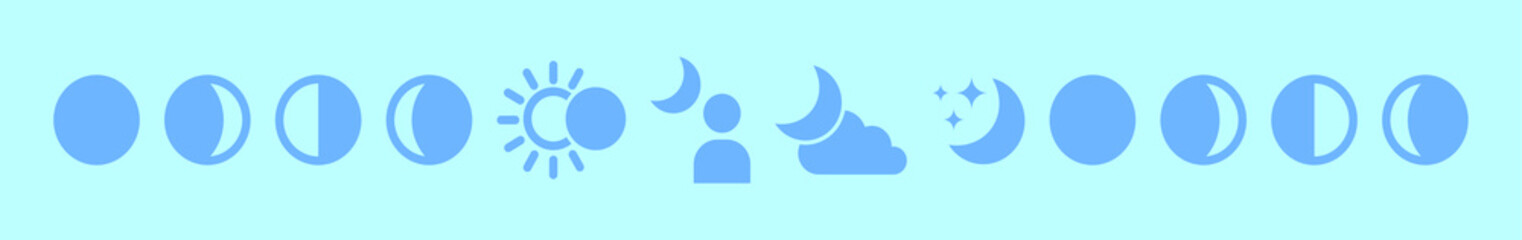 set of office cartoon icon design template with various models. vector illustration isolated on blue background