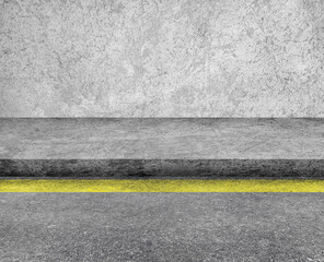 Fototapeta premium Empty space of Concrete walkway or footpath beside asphalt street road.