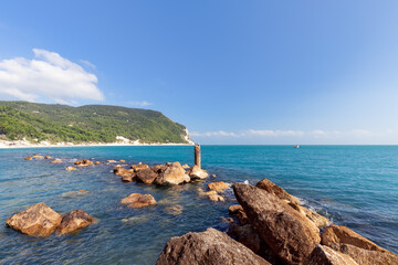 Seascape off the coast of riviera del Conero. Sirolo, Italy