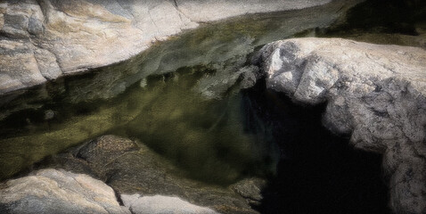 stylized grunge natural background and texture of stone and water