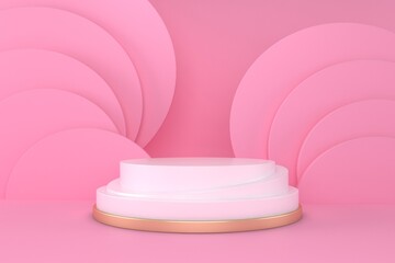 Abstract minimal scene,pink color design for cosmetic or product display podium 3d render.
