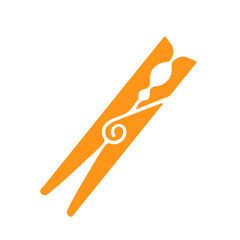 Colored Cloth pin for cloth hanging laundry on White Background Flat Graphic Illustration simple symbol closeup