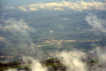 View from mount Rigi to the Swiss midlands. Photo taken April 14th, 2021, Rigi Kulm, Switzerland.