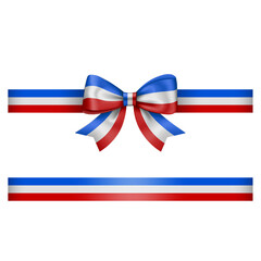 tricolor bow and ribbon blue white and red  bow with ribbon french flag colors