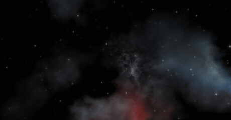 Star field in galaxy space with colorful nebula. Sci fi background of deep space. Ethereal wallpaper.
