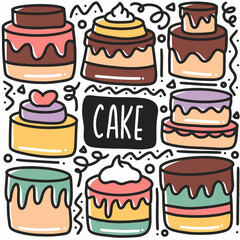 hand drawn cake doodle set