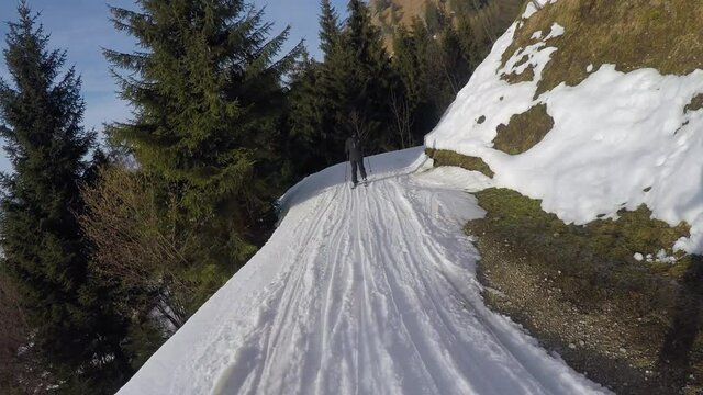 Woman skiing in Bayer mountains