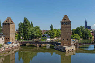 Obraz premium Ponts Couvert, Medieval Bridge And Towers In La Petite France (Little France), Strasbourg, Alsace