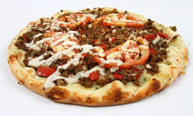 pizza with mushrooms and tomatoes