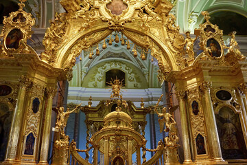 Fototapeta na wymiar Peter And Paul Fortress Main Altar, Peter And Paul Cathedral St Peterburg, Russia