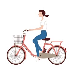 Fototapeta na wymiar 電動自転車にのる女性 