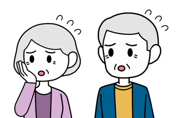 困る　老夫婦　シニア