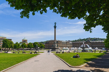 Stuttgarter Schloßplatz, Schloßplatzspringbrunnen, Stuttgart, Baden Württemberg, Germany
