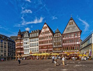 The Historical Row Of Houses On The East Side Of Frankfurter R&ouml;merberg, Frankfurt Am Main, Hessen, Germany