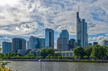 Obraz premium The Skyline In Frankfurt, Frankfurt Am Main, Hessen, Germany