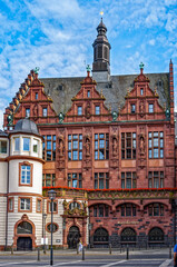 Fototapeta na wymiar Historical Buildings In The Römerberg, Ratskeller, Frankfurt Am Main, Hessen, Germany