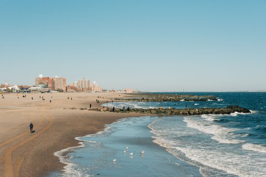 View of the beach in Coney Island, Brooklyn, New York City