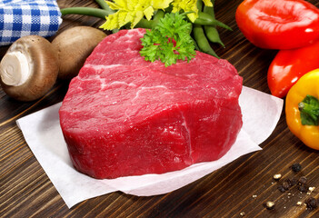 Beef Fillet Steak on wooden Background