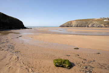Low tide at Mawgan Porth beach, North Cornwall, UK