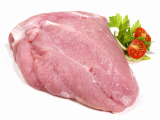 Raw Turkey Breast on white Background - Isolated