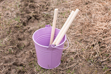 garden tools. Pitchfork rake shovel