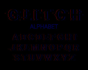 Latin Glitch Alphabet. Vector illustration.