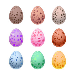 Vector set of isolated Easter eggs with colored spots.
