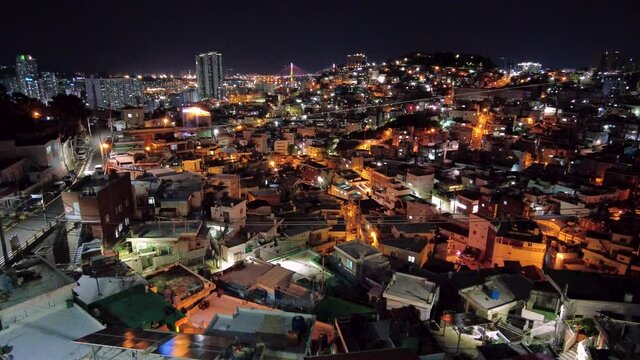 Night View of hochen village in Busan, South Korea, Asia.