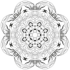 Hand drawn zentangle circular ornament for coloring page.
