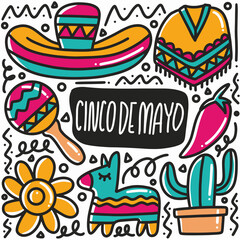 Obraz premium hand drawn cinco de mayo doodle set