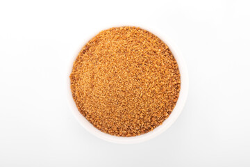 coconut sugar. coconut sugar in white bowl on white background. 