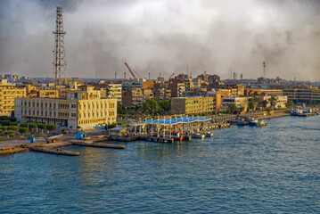 Naklejka premium Suez Canal, West Bank, Suez, Egypt