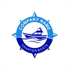 logo template for boats rental or boats charter, vector art.