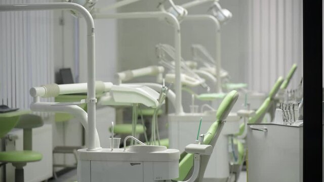 Modern dental office interior. Dentist office interior with modern special dentist equipment