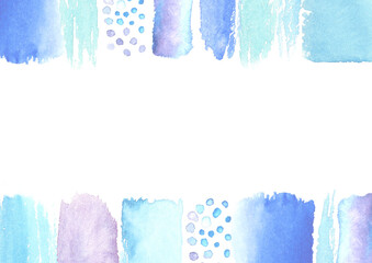 水彩で描いた青色と水色の背景