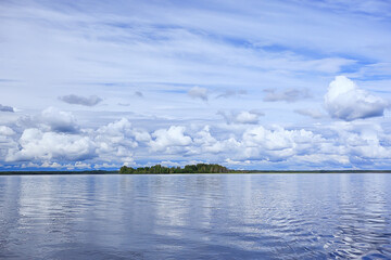 finland lake view, summer water reflection scandinavia