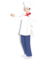 Cuisinier en uniforme sur fond blanc