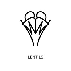 Lentil Line Icon In A Simple Style. Vector sign in a simple style isolated on a white background. 64x64 pixel.