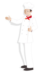 Chef en uniforme blanc sur fond blanc