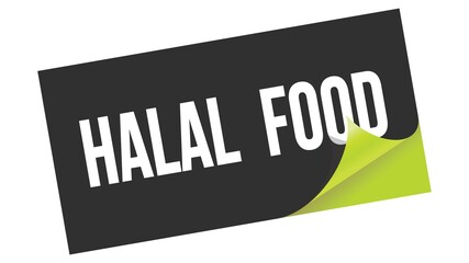 HALAL  FOOD text on black green sticker stamp.